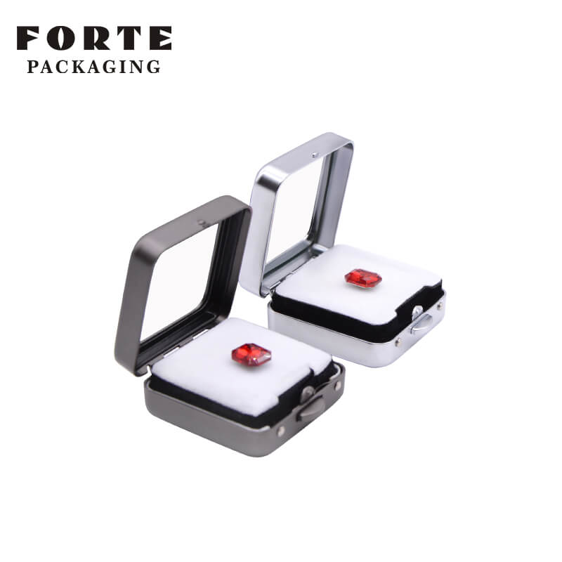 FORTE quadratische Metall-Diamant-Displaybox, Edelstein-Aufbewahrungsbox
