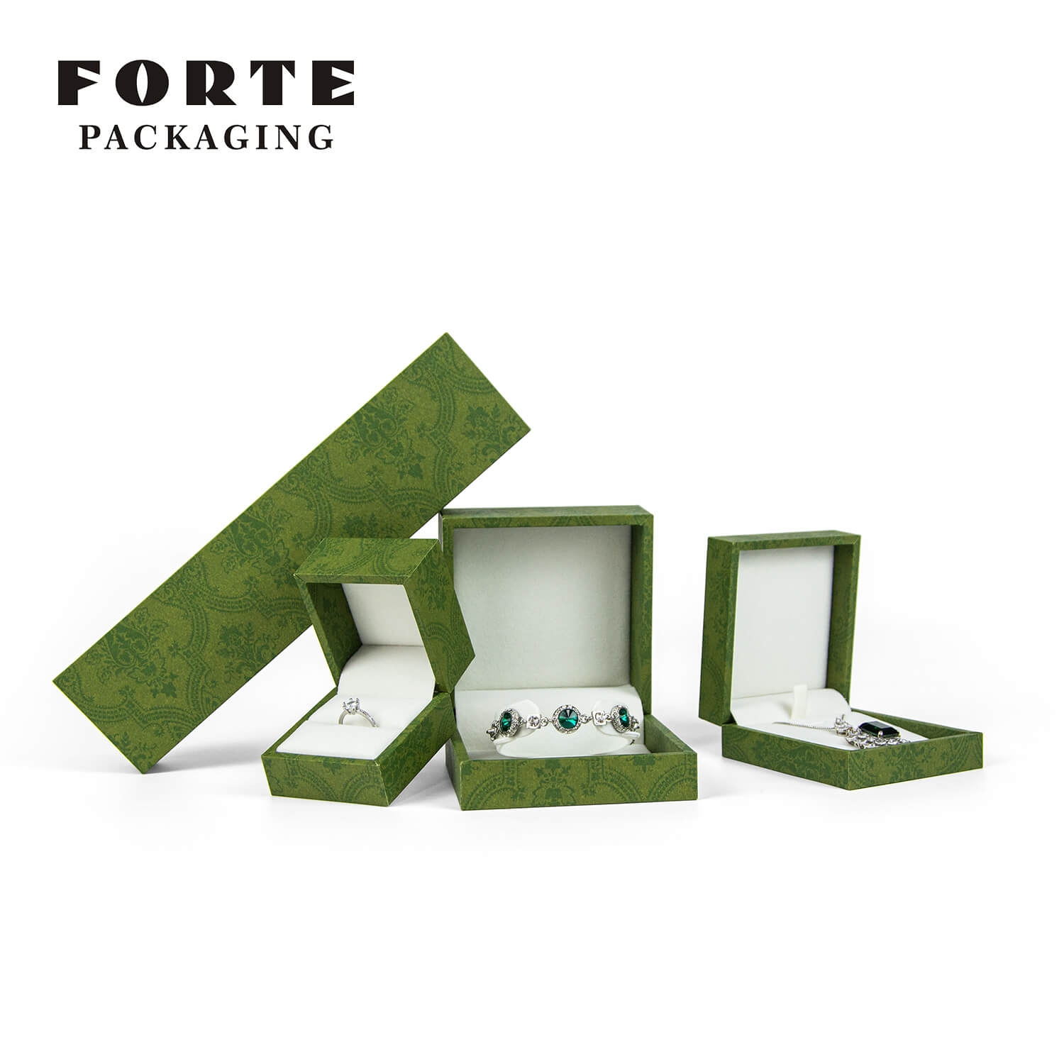 FORTE Mode-Aufbewahrungsbox aus grünem Kunstlederpapier, individuelles Geschenk für Schmuck 