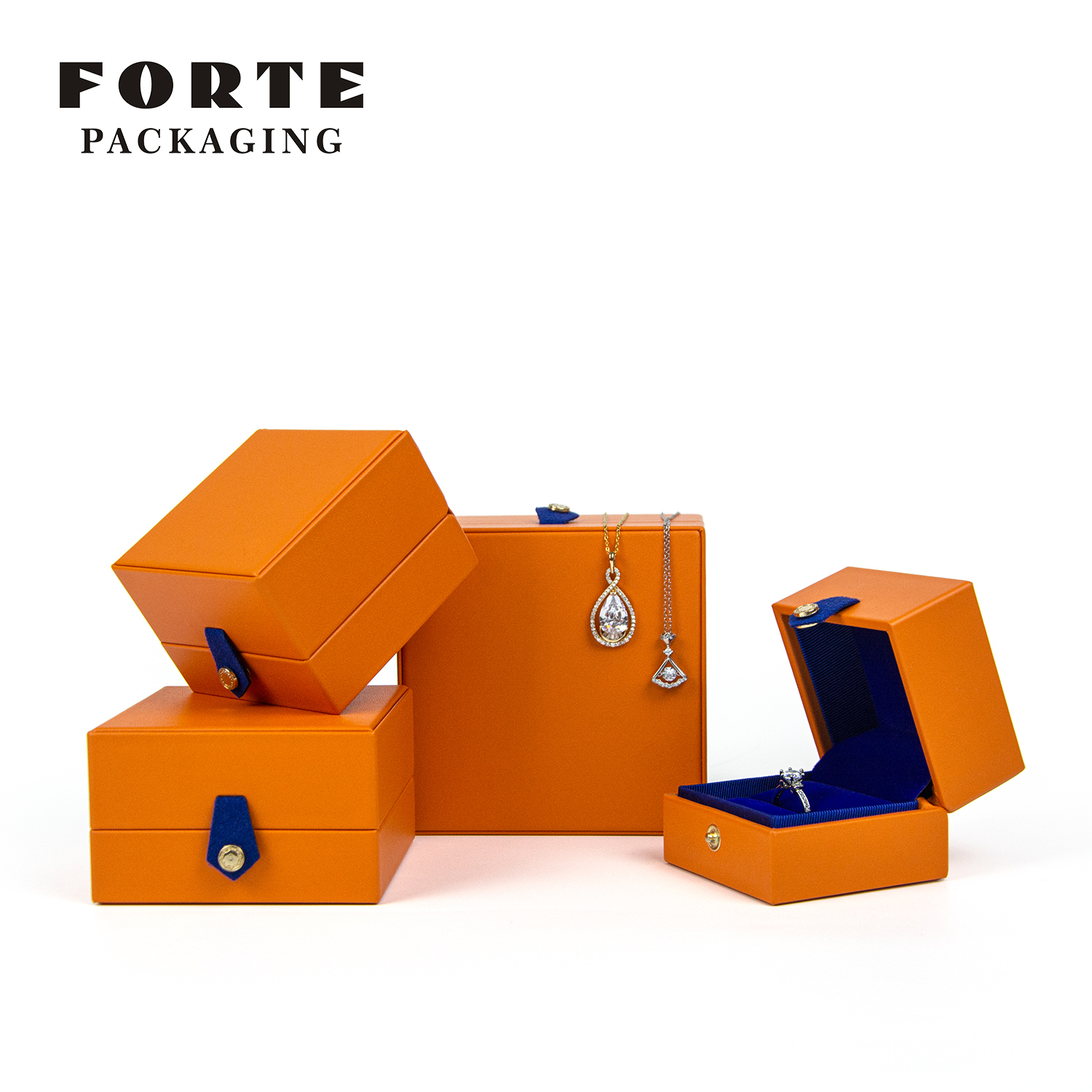 FORTE Branded Eleganz Mode orange Armreif Anhänger Box Luxus Ring individuelle Schmuckverpackung Set Box