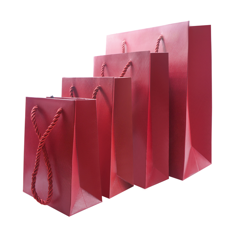 FORTE rote Schmucktasche aus Papier mit individuellem Griff und Seil